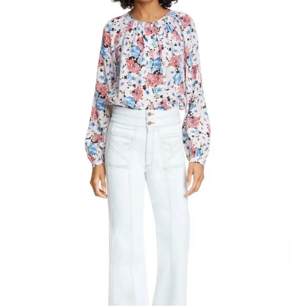 Veronica Beard Silk Madge Button Multi Floral Sil… - image 4